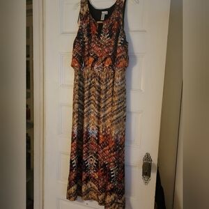 Plus Size 3X Multicolor Sleeveless Maxi Dress